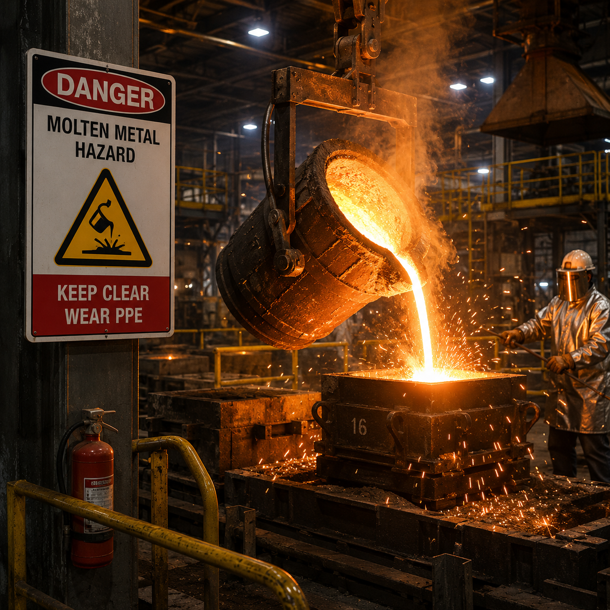 foundry or molten material operations